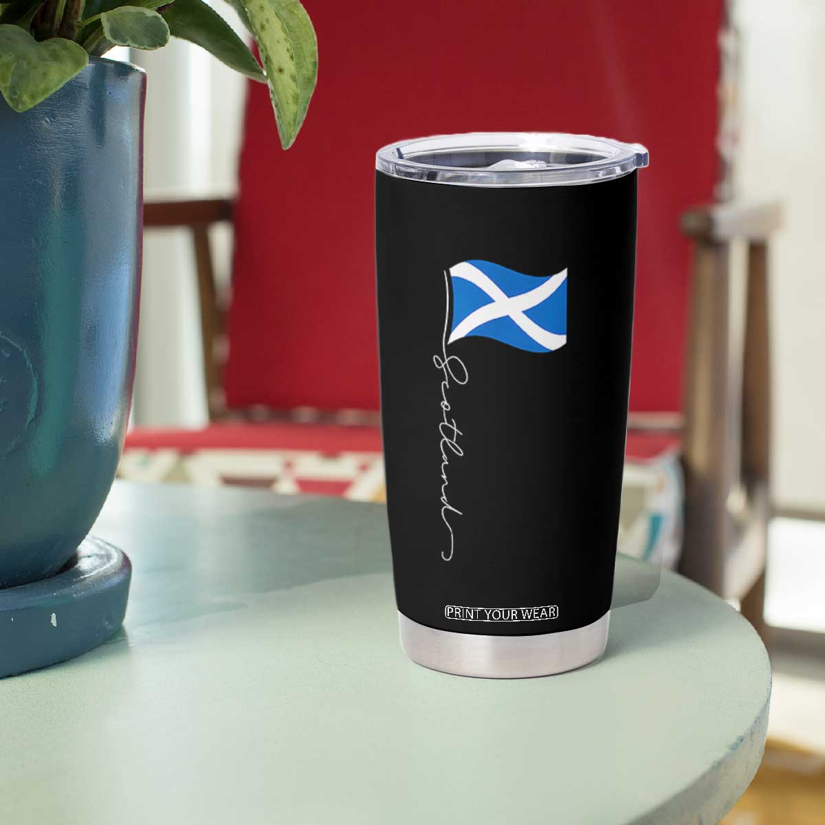 Scotland Saltire Waving Flag Tumbler Cup Minimalist Scottish Heritage Pride