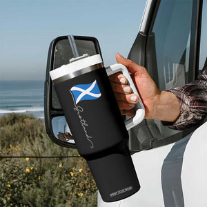Scotland Saltire Waving Flag Tumbler With Handle Minimalist Scottish Heritage Pride