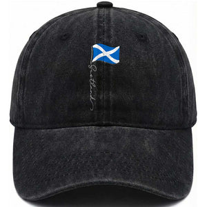 Scotland Saltire Waving Flag Washed Cotton Baseball Cap Minimalist Scottish Heritage Pride