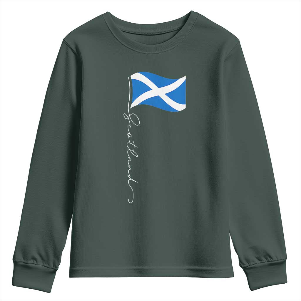 Scotland Saltire Waving Flag Youth Sweatshirt Minimalist Scottish Heritage Pride