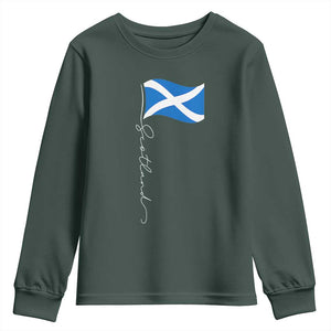 Scotland Saltire Waving Flag Youth Sweatshirt Minimalist Scottish Heritage Pride