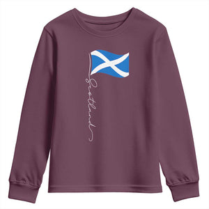 Scotland Saltire Waving Flag Youth Sweatshirt Minimalist Scottish Heritage Pride
