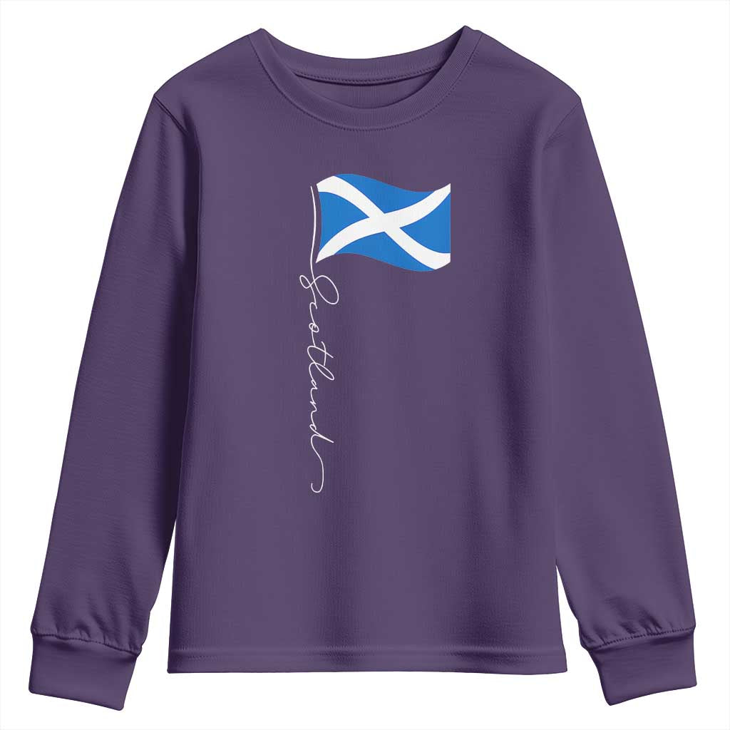Scotland Saltire Waving Flag Youth Sweatshirt Minimalist Scottish Heritage Pride