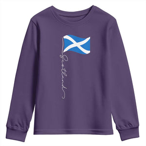 Scotland Saltire Waving Flag Youth Sweatshirt Minimalist Scottish Heritage Pride