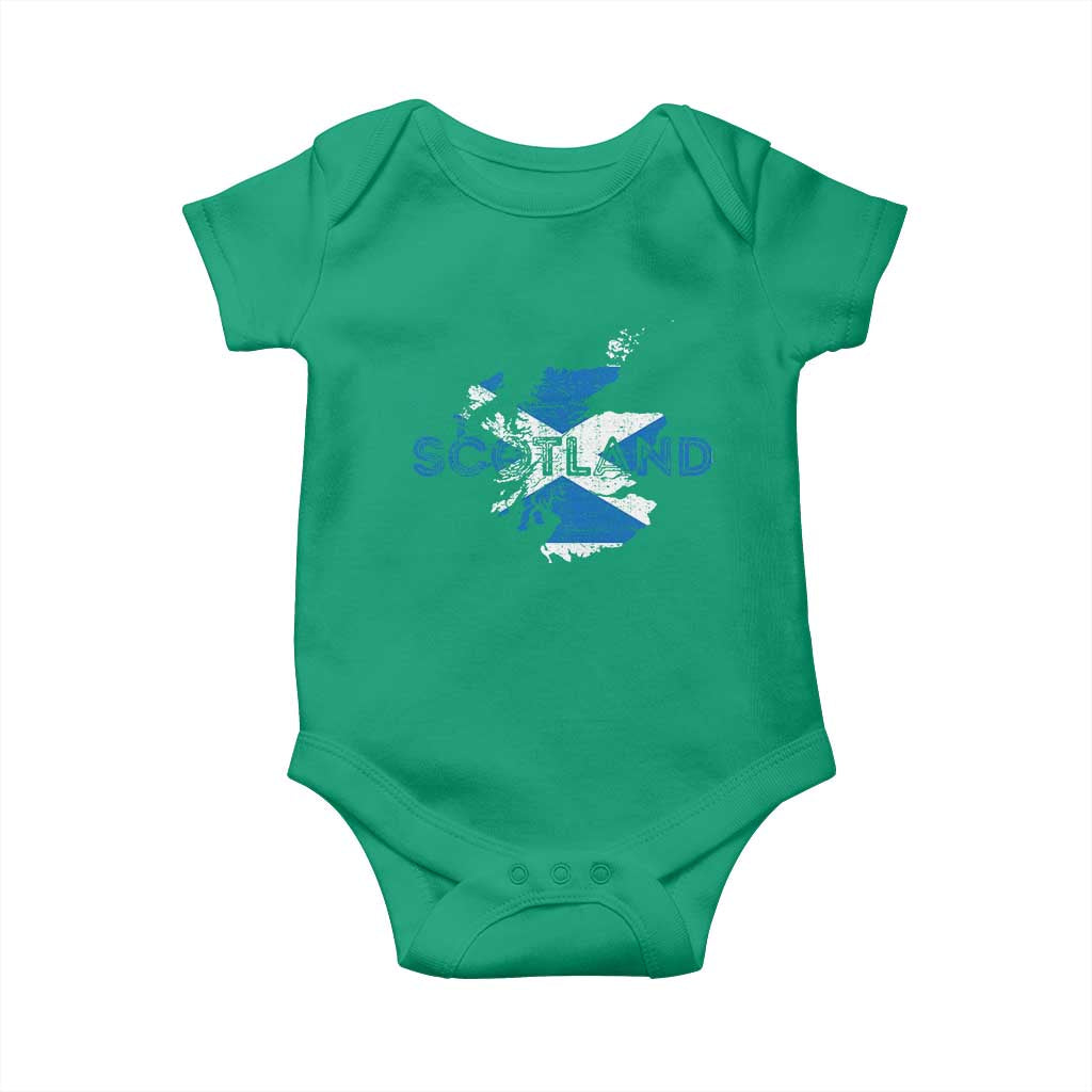 Scotland Map Saltire Flag Scottish Heritage Baby Onesie Vintage Country Pride