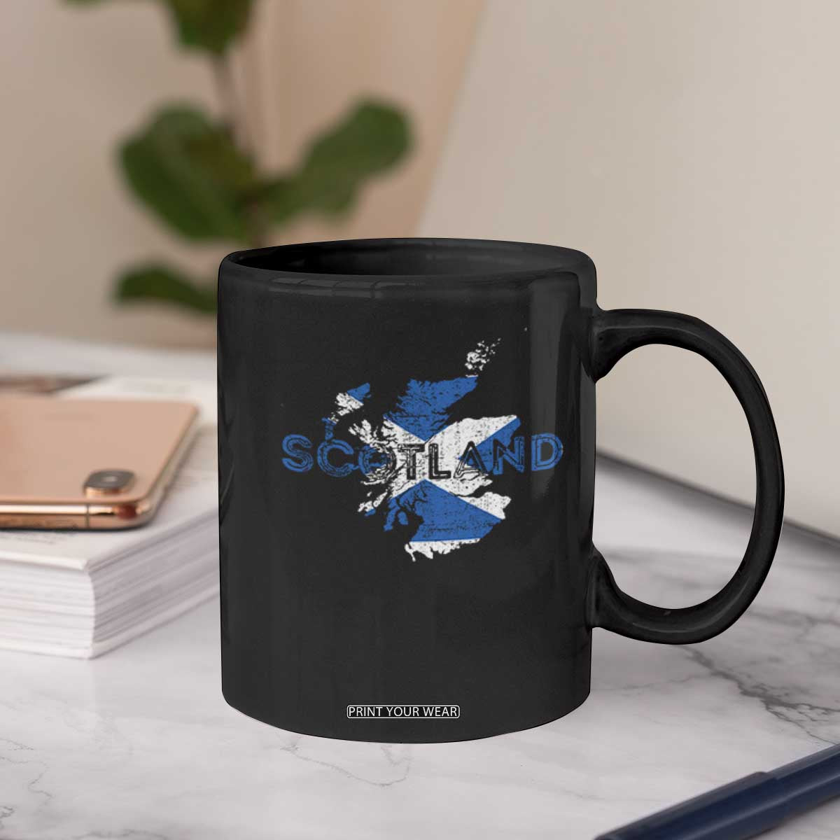 Scotland Map Saltire Flag Scottish Heritage Coffee Mug Vintage Country Pride