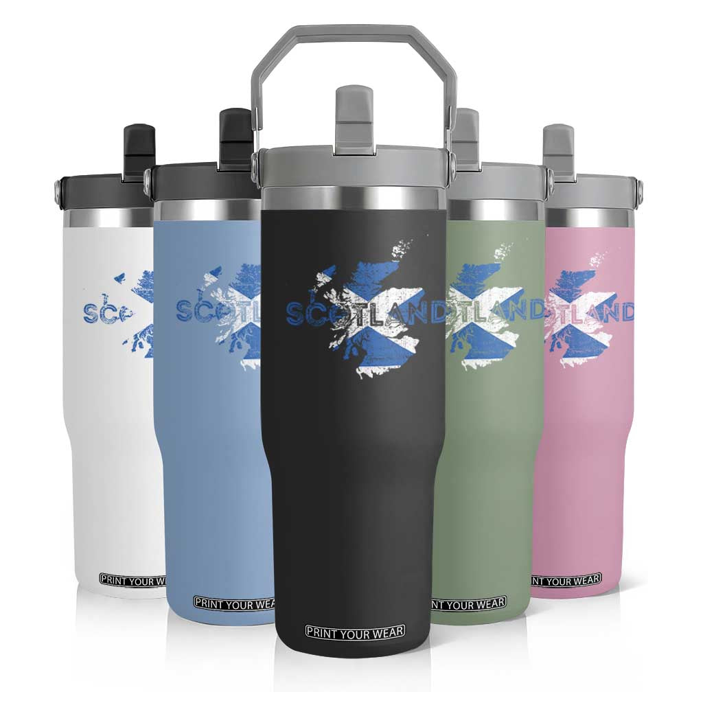Scotland Map Saltire Flag Scottish Heritage Flip Straw Tumbler Vintage Country Pride