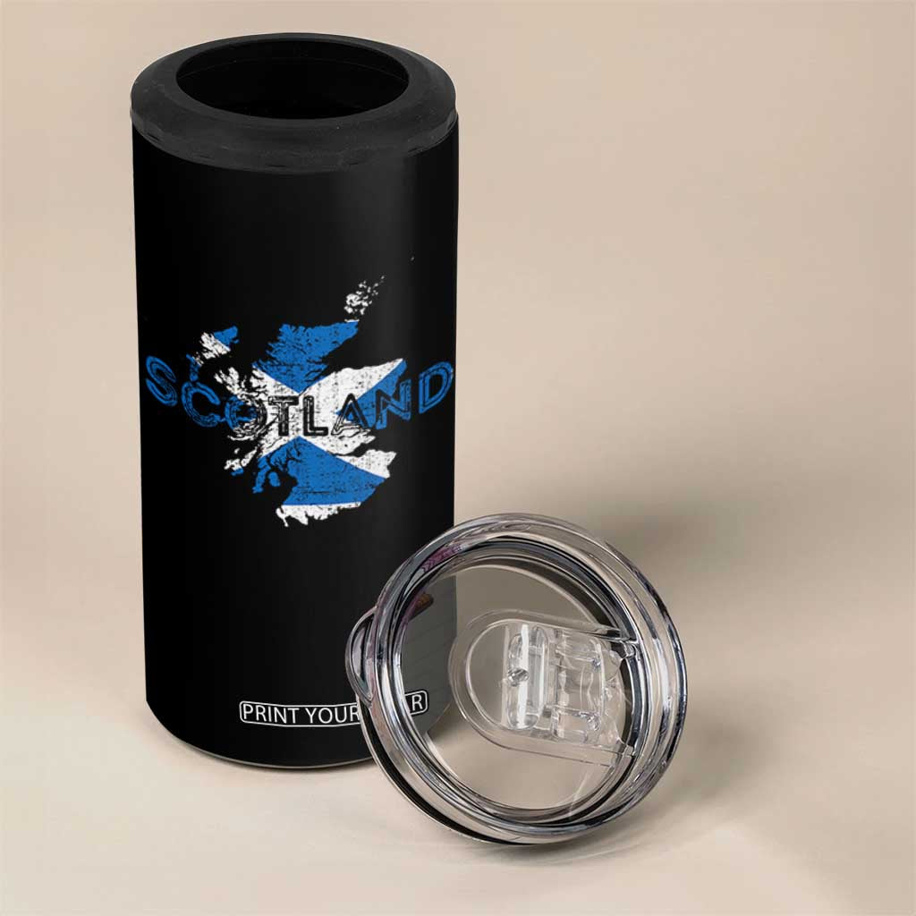 Scotland Map Saltire Flag Scottish Heritage 4 in 1 Can Cooler Tumbler Vintage Country Pride
