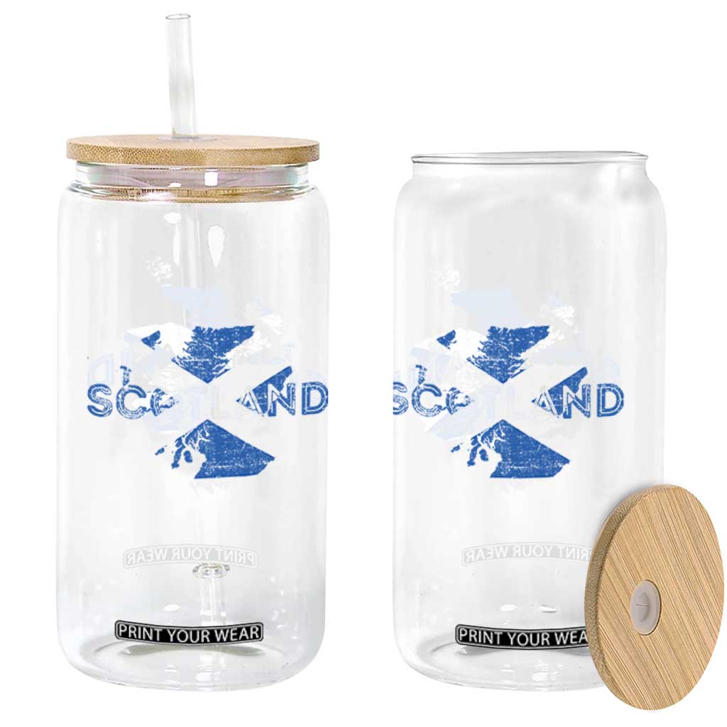 Scotland Map Saltire Flag Scottish Heritage Glass Can Vintage Country Pride