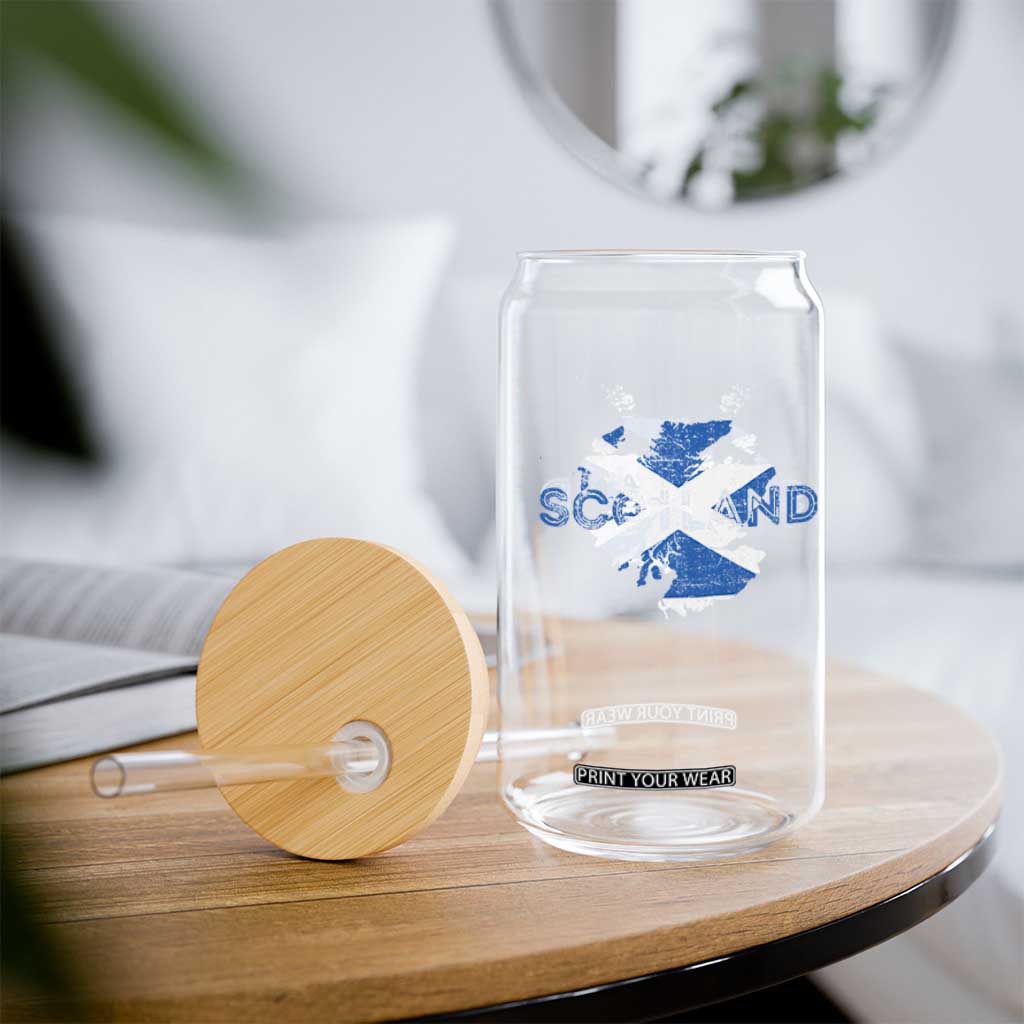 Scotland Map Saltire Flag Scottish Heritage Glass Can Vintage Country Pride