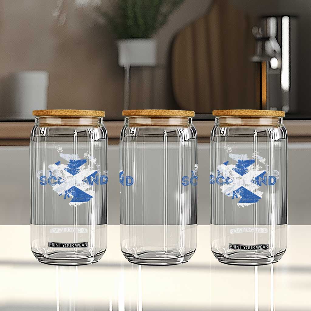Scotland Map Saltire Flag Scottish Heritage Glass Can Vintage Country Pride