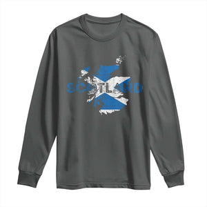 Scotland Map Saltire Flag Scottish Heritage Long Sleeve Shirt Vintage Country Pride