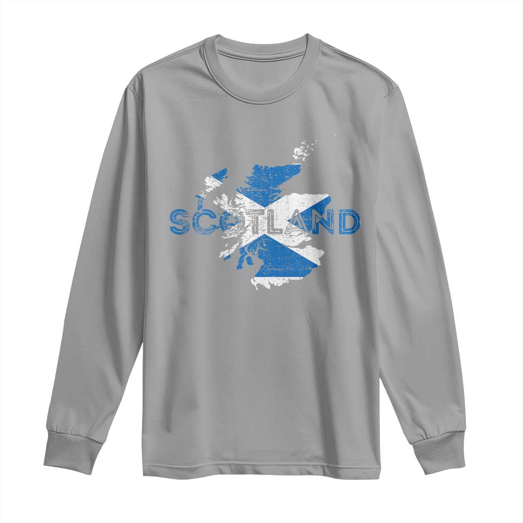Scotland Map Saltire Flag Scottish Heritage Long Sleeve Shirt Vintage Country Pride