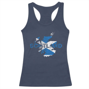 Scotland Map Saltire Flag Scottish Heritage Racerback Tank Top Vintage Country Pride