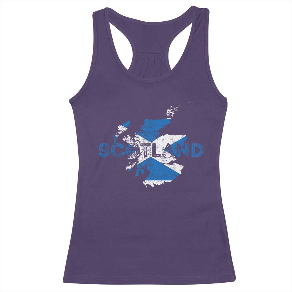 Scotland Map Saltire Flag Scottish Heritage Racerback Tank Top Vintage Country Pride