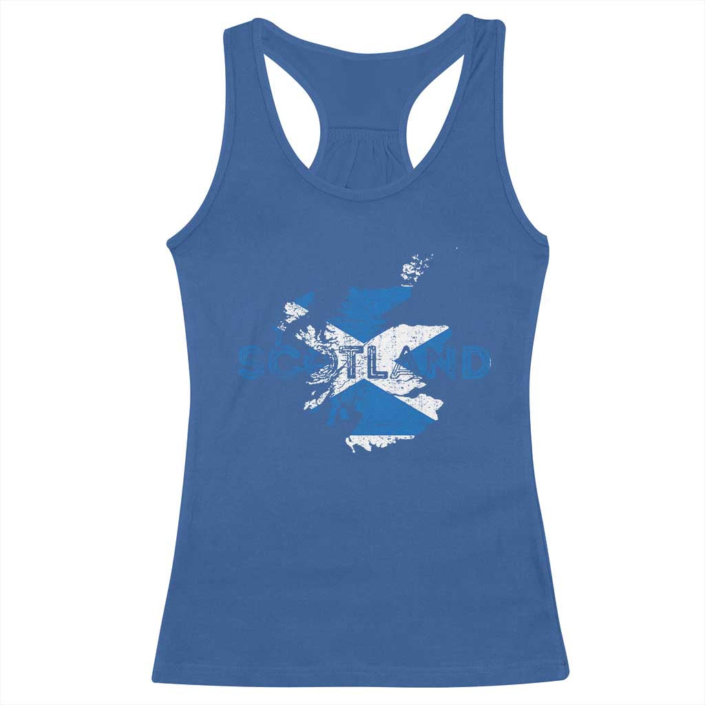 Scotland Map Saltire Flag Scottish Heritage Racerback Tank Top Vintage Country Pride