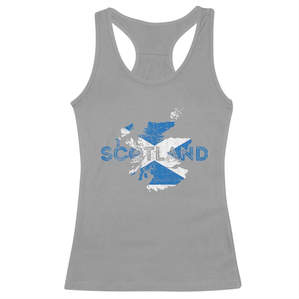 Scotland Map Saltire Flag Scottish Heritage Racerback Tank Top Vintage Country Pride