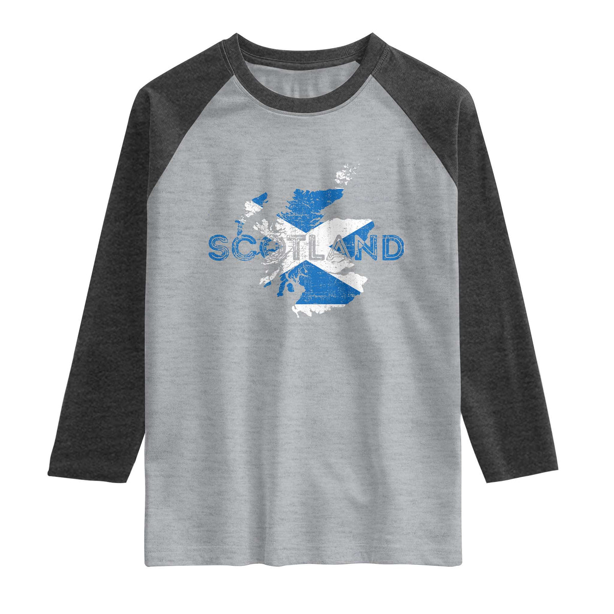Scotland Map Saltire Flag Scottish Heritage Raglan Shirt Vintage Country Pride
