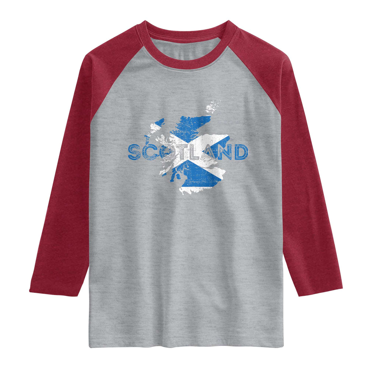 Scotland Map Saltire Flag Scottish Heritage Raglan Shirt Vintage Country Pride