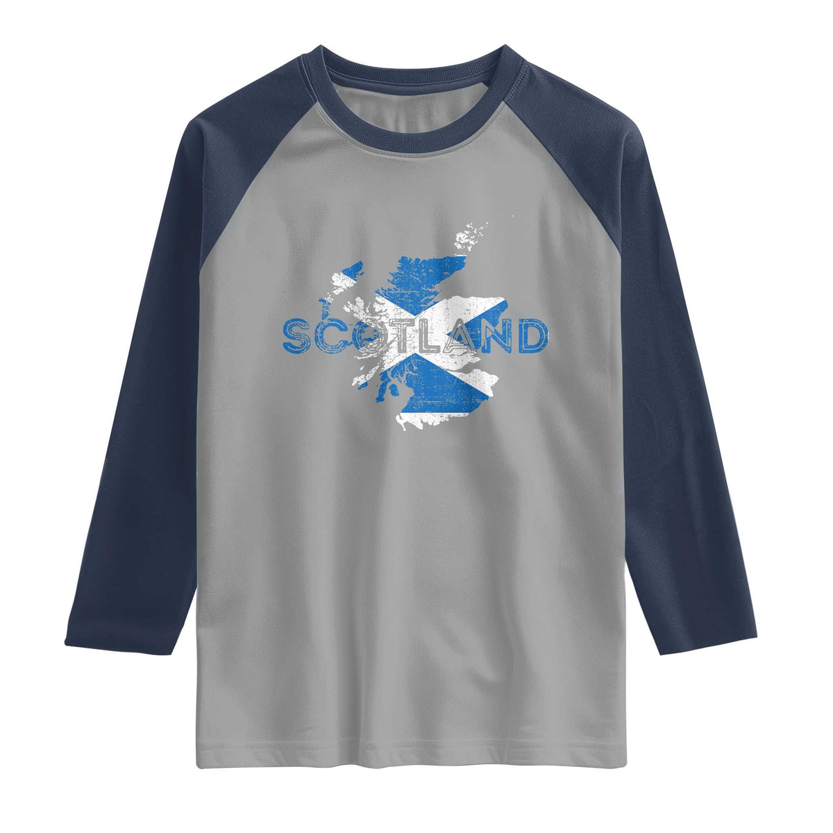 Scotland Map Saltire Flag Scottish Heritage Raglan Shirt Vintage Country Pride