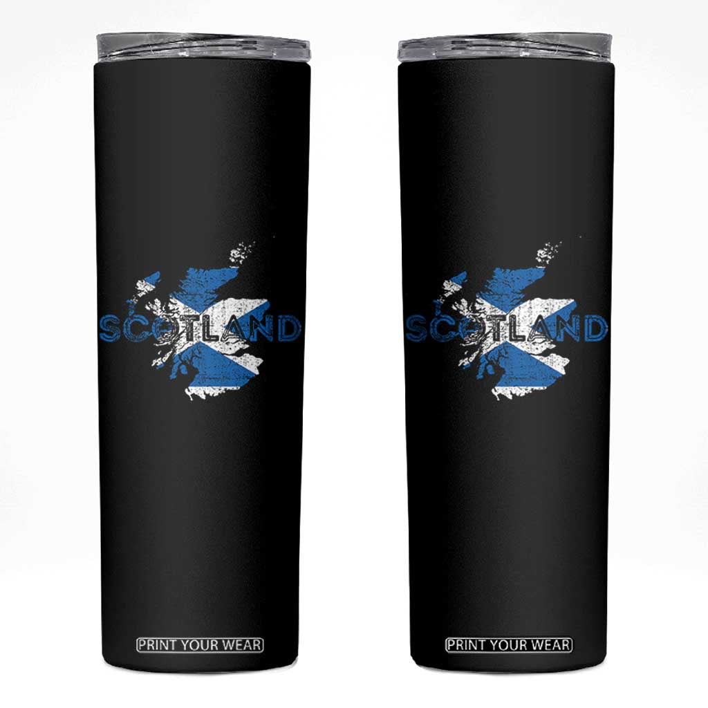 Scotland Map Saltire Flag Scottish Heritage Skinny Tumbler Vintage Country Pride