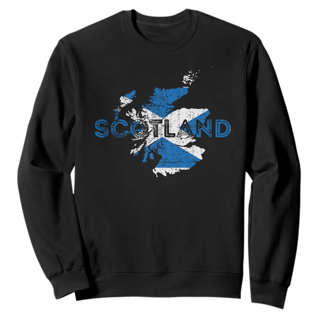 Scotland Map Saltire Flag Scottish Heritage Sweatshirt Vintage Country Pride