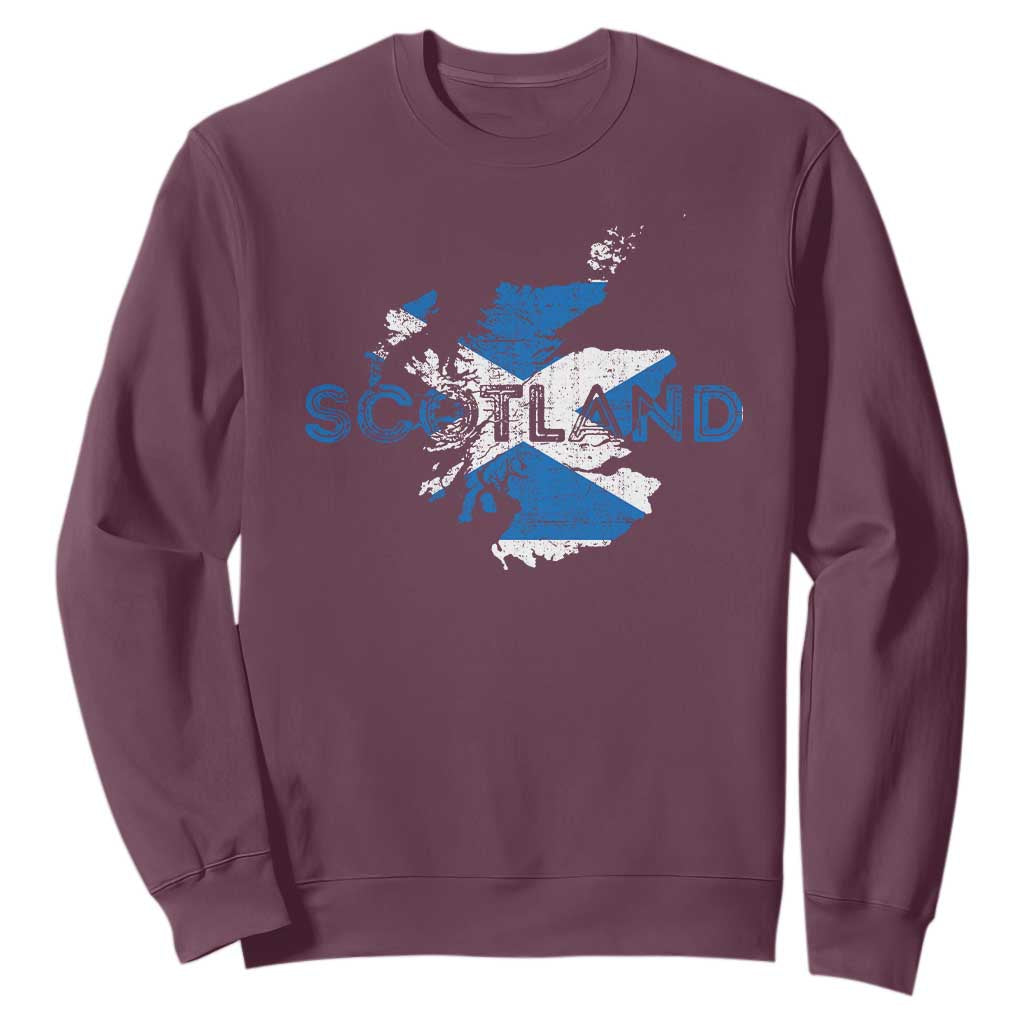 Scotland Map Saltire Flag Scottish Heritage Sweatshirt Vintage Country Pride