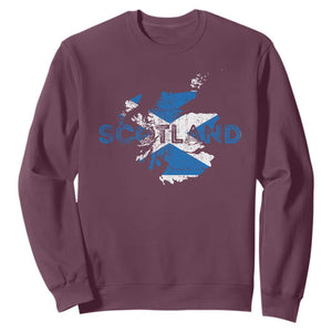 Scotland Map Saltire Flag Scottish Heritage Sweatshirt Vintage Country Pride