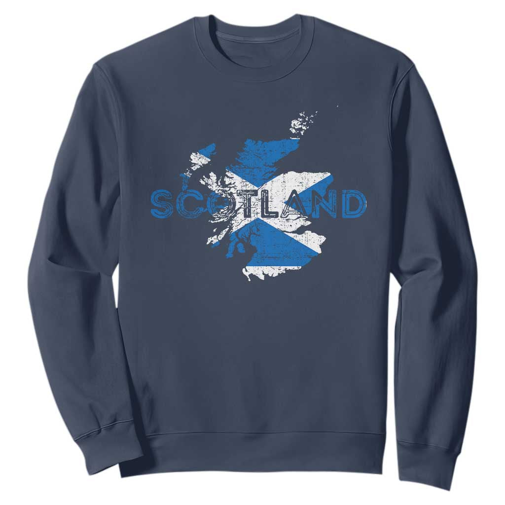 Scotland Map Saltire Flag Scottish Heritage Sweatshirt Vintage Country Pride
