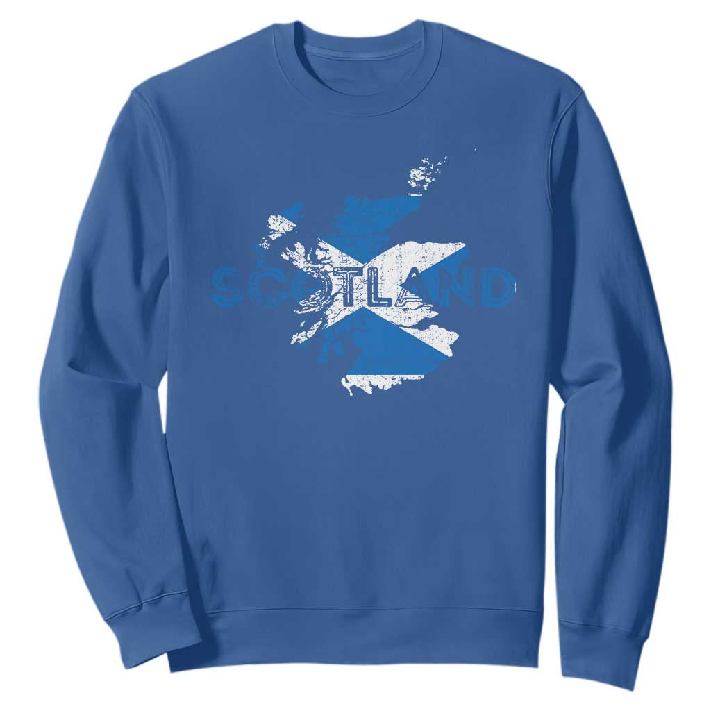 Scotland Map Saltire Flag Scottish Heritage Sweatshirt Vintage Country Pride