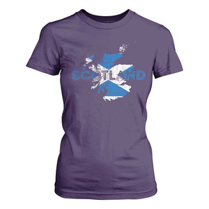 Scotland Map Saltire Flag Scottish Heritage T Shirt For Women Vintage Country Pride