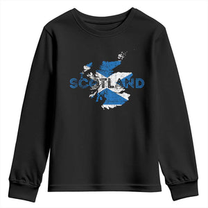 Scotland Map Saltire Flag Scottish Heritage Youth Sweatshirt Vintage Country Pride