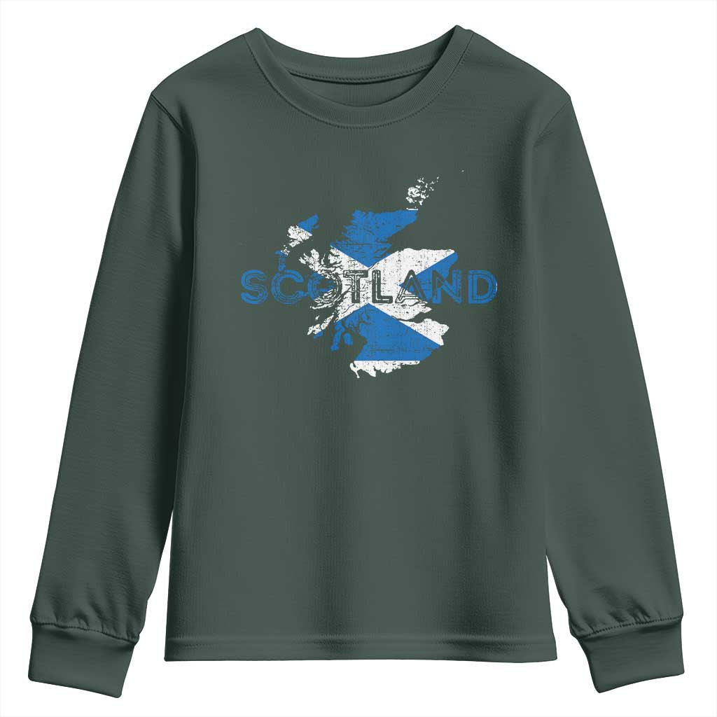 Scotland Map Saltire Flag Scottish Heritage Youth Sweatshirt Vintage Country Pride
