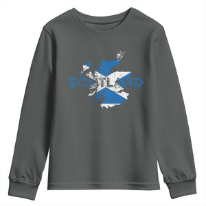 Scotland Map Saltire Flag Scottish Heritage Youth Sweatshirt Vintage Country Pride
