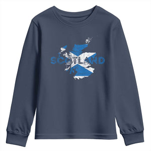 Scotland Map Saltire Flag Scottish Heritage Youth Sweatshirt Vintage Country Pride