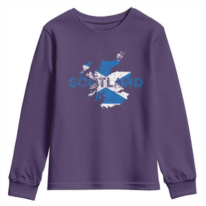Scotland Map Saltire Flag Scottish Heritage Youth Sweatshirt Vintage Country Pride