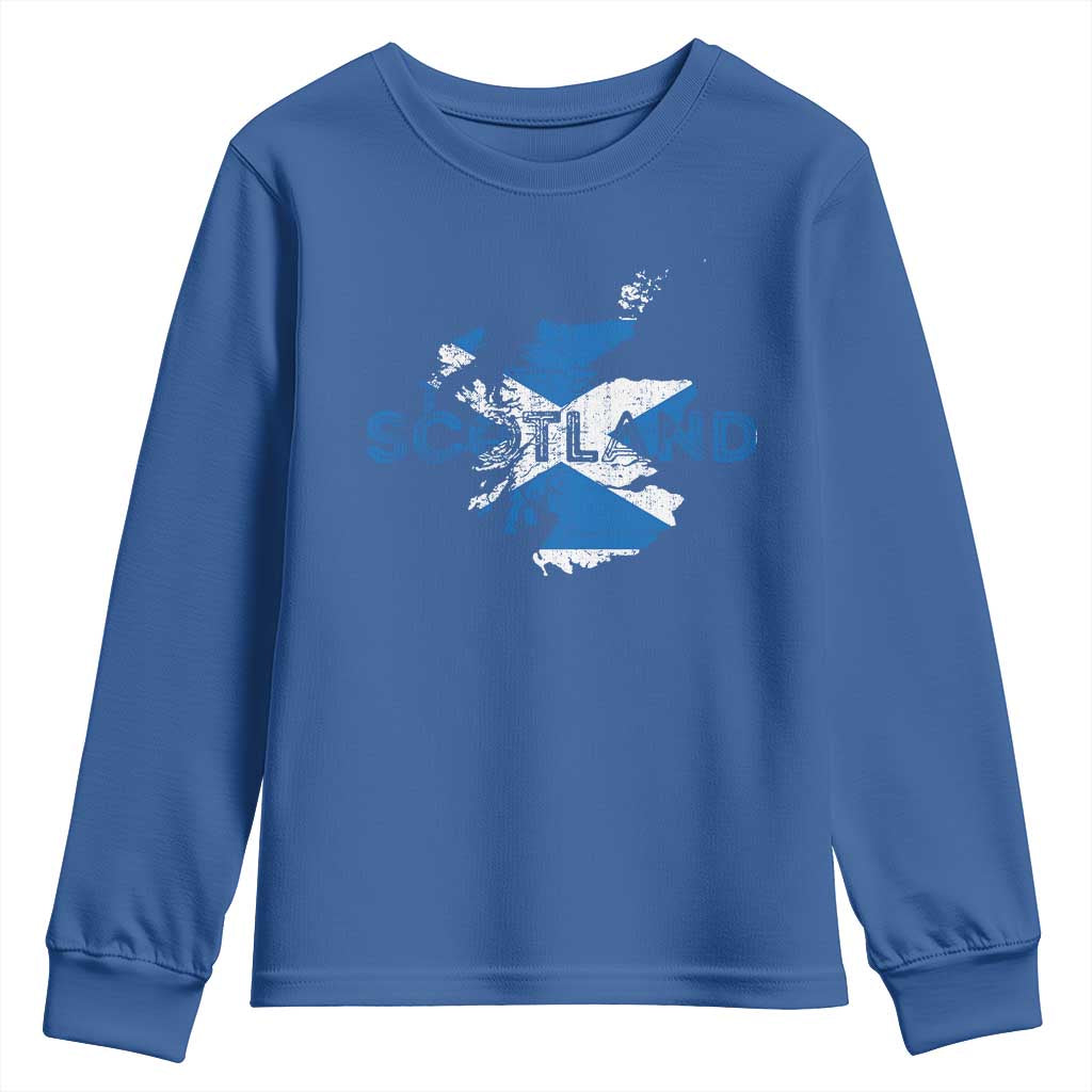 Scotland Map Saltire Flag Scottish Heritage Youth Sweatshirt Vintage Country Pride