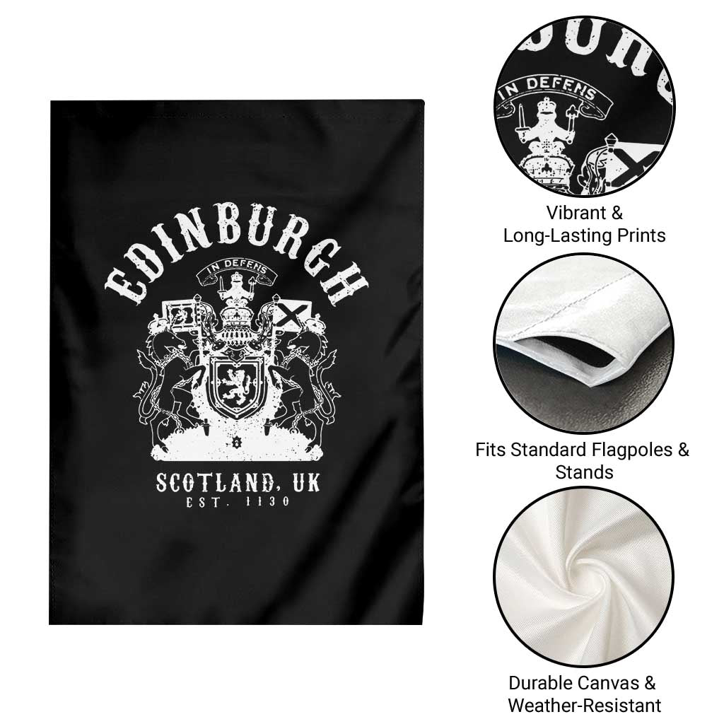 Edinburgh Scotland UK Est 1130 Garden Flag Royal Coat of Arms In Defens Historic Crest Graphic