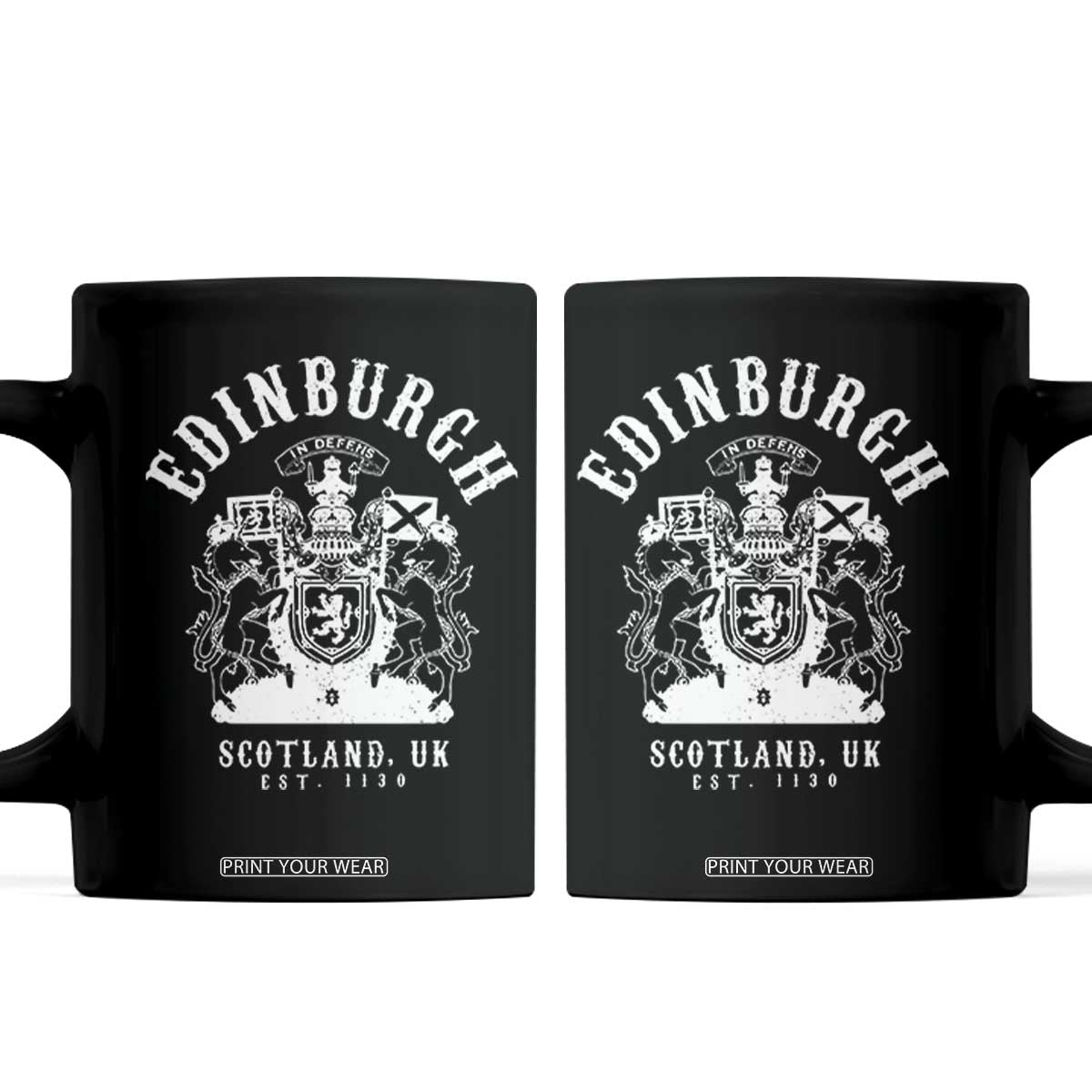 Edinburgh Scotland UK Est 1130 Coffee Mug Royal Coat of Arms In Defens Historic Crest Graphic