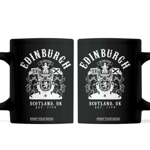 Edinburgh Scotland UK Est 1130 Coffee Mug Royal Coat of Arms In Defens Historic Crest Graphic