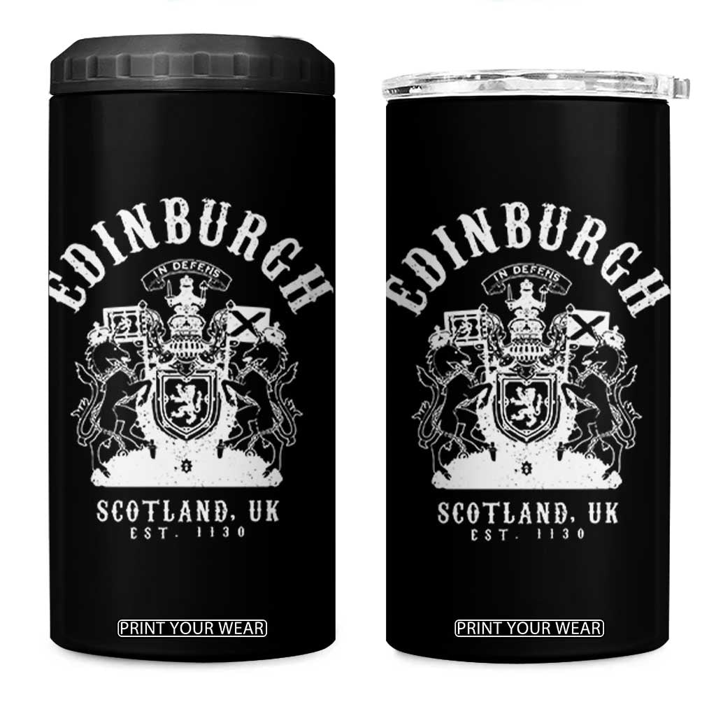 Edinburgh Scotland UK Est 1130 4 in 1 Can Cooler Tumbler Royal Coat of Arms In Defens Historic Crest Graphic