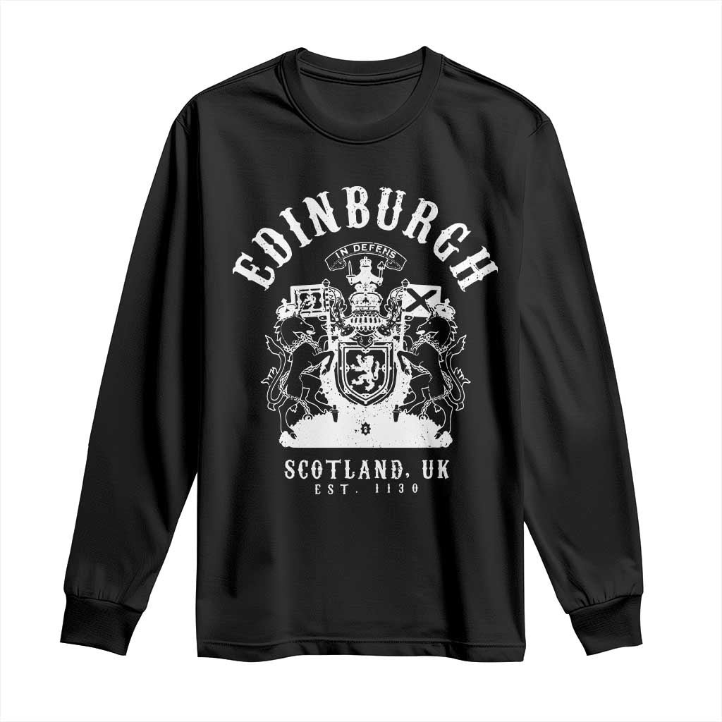 Edinburgh Scotland UK Est 1130 Long Sleeve Shirt Royal Coat of Arms In Defens Historic Crest Graphic