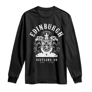 Edinburgh Scotland UK Est 1130 Long Sleeve Shirt Royal Coat of Arms In Defens Historic Crest Graphic