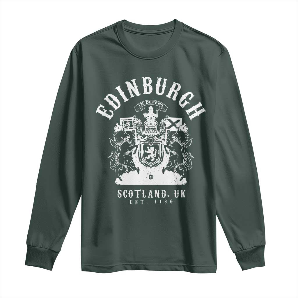 Edinburgh Scotland UK Est 1130 Long Sleeve Shirt Royal Coat of Arms In Defens Historic Crest Graphic