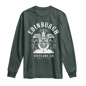 Edinburgh Scotland UK Est 1130 Long Sleeve Shirt Royal Coat of Arms In Defens Historic Crest Graphic