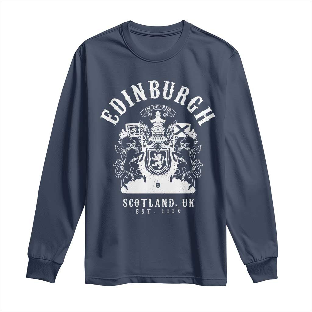 Edinburgh Scotland UK Est 1130 Long Sleeve Shirt Royal Coat of Arms In Defens Historic Crest Graphic