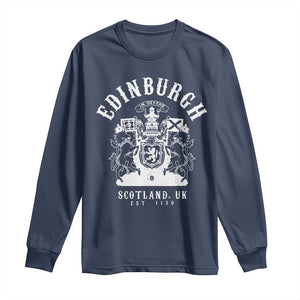 Edinburgh Scotland UK Est 1130 Long Sleeve Shirt Royal Coat of Arms In Defens Historic Crest Graphic