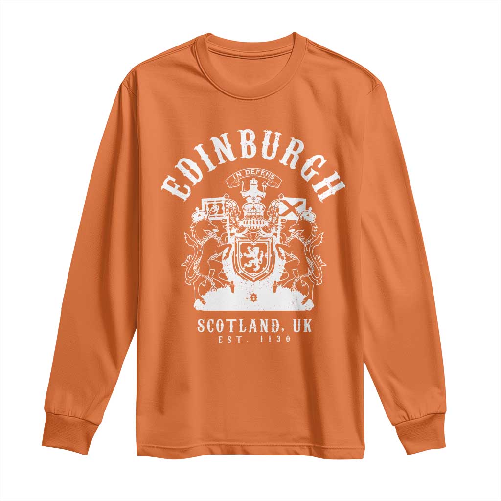 Edinburgh Scotland UK Est 1130 Long Sleeve Shirt Royal Coat of Arms In Defens Historic Crest Graphic