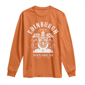 Edinburgh Scotland UK Est 1130 Long Sleeve Shirt Royal Coat of Arms In Defens Historic Crest Graphic
