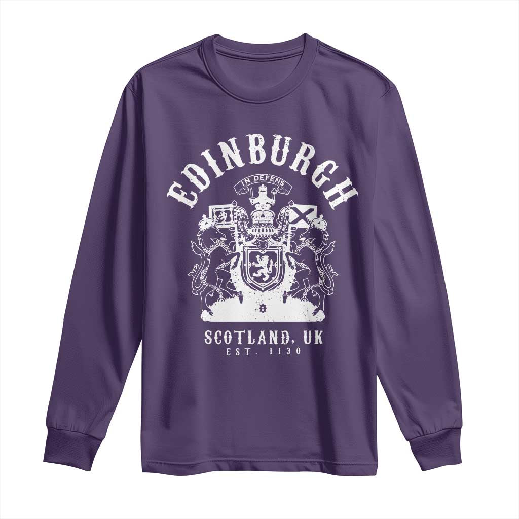 Edinburgh Scotland UK Est 1130 Long Sleeve Shirt Royal Coat of Arms In Defens Historic Crest Graphic